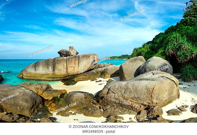 Landscape with beach and rocks on Similan islands, Thailand