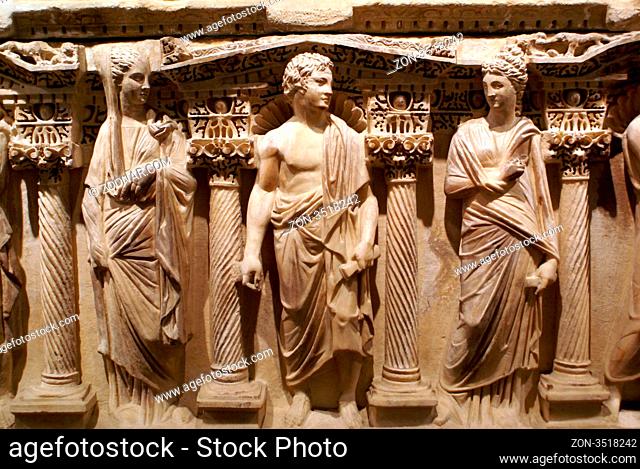 Figures on the sarcophagus in Konya, Turkey