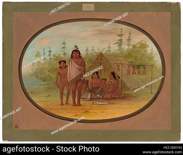 A Flathead Chief with His Family, 1855/1869. Creator: George Catlin