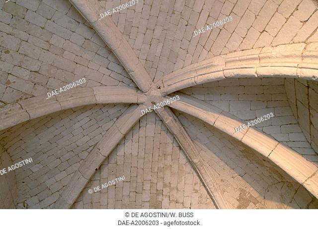 Ribbed vault, architectural detail from Chateau de Lucheux, Picardy, France