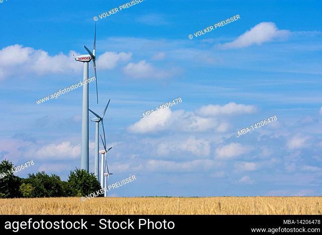 Toender, Tönder, wind turbines in Loegumkloster, Lögumkloster, Jylland, Jutland, Denmark