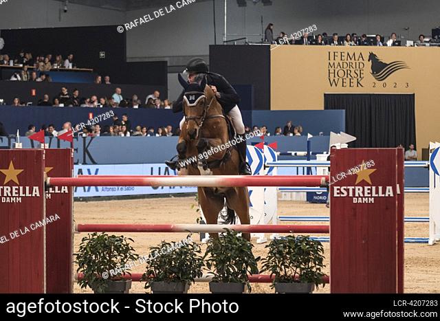 THE ENGLISH JUMPING RIDER HARRY CHARLES IN THE SELECTION TEST OF "" THE GRAND PRIZE CITY OF MADRID"" LONGINES FEI JUMPING WORLD CUP IMHW 2023 CSI 5*-W 160 cm...