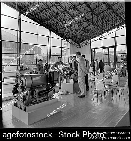 ***SEPTEMBER, 1967 FILE PHOTO*** Presentation of Skoda Plzen marine diesel engine with shaft guide and propeller during the 9th international fair in Brno