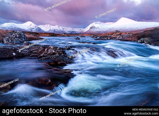 Stormy and wintery weather across the Scottish Highlands with dramatic squalls and snowy mountains captured in these atmospheric images Featuring: Rannoch Moore...