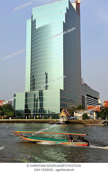 skyscrapers seen from the Chao Praya River Bangkok, Thailand, Asia