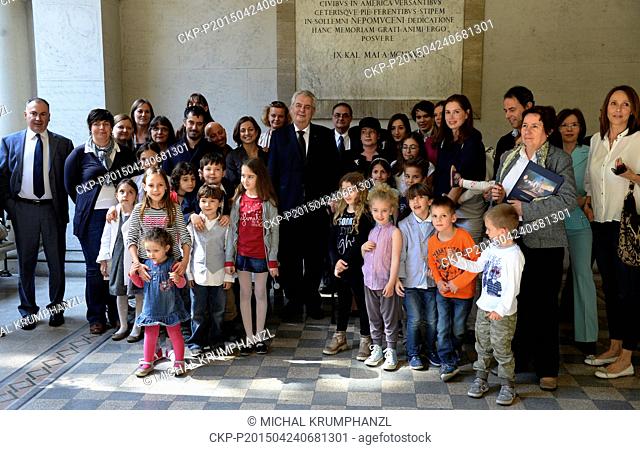 Czech President Milos Zeman visits Pontificio Collegio Nepomuceno in Rome, Italy, on Friday, April 24, 2015. (CTK Photo/Michal Krumphanzl)