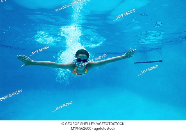 girl swiming underwater
