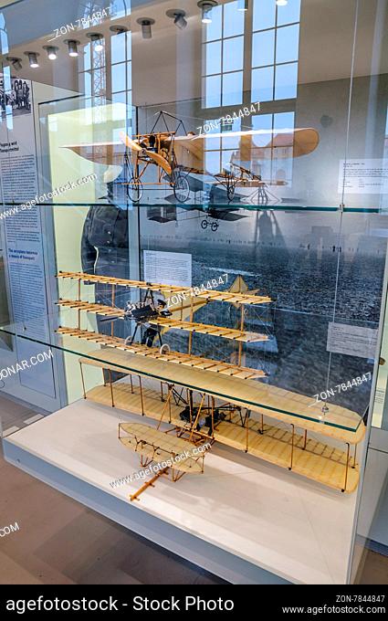 DRESDEN, GERMANY - MAY 2015: models of early airplaines in Dresden Transport Museum on May 25, 2015 in Dresden, Germany