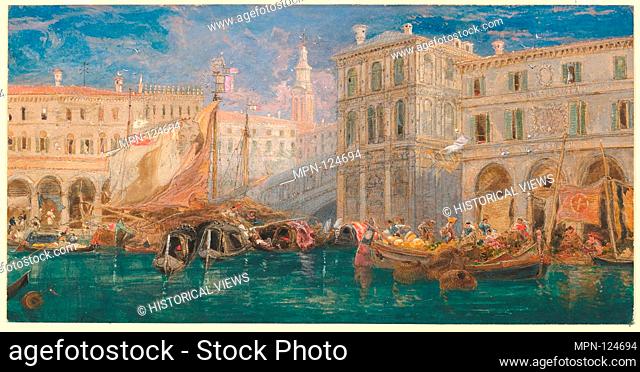 The Orange Market, Venice. Artist: James Holland (British, Burslem, Staffordshire 1800-1870 London); Date: 1867; Medium: Watercolor and gouache over graphite on...
