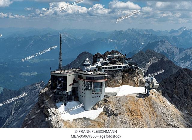 Zugspitze, summit, top terminal, Garmisch-Partenkirchen, uplands, Bavaria, Germany, Tyrol, Austria