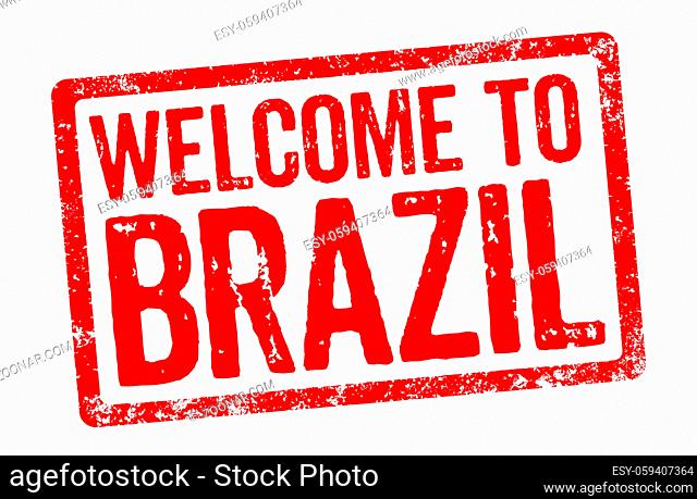 Red stamp on a white background - Welcome to Brazil
