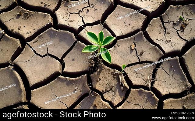 In this captivating close-up photo, we witness the powerful metaphor of life's resilience in the face of adversity. The image focuses on a young plant bravely...