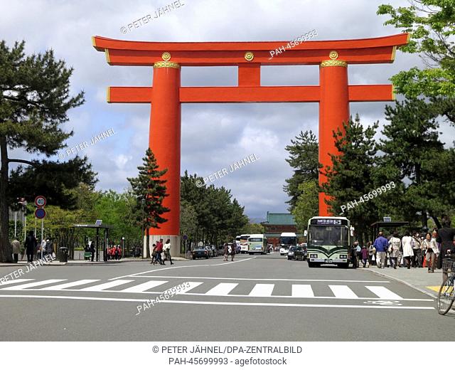 View of the Heian Shrine Torii Gate in Kyoto, Japan, 21 April 2013. The Shinto shrine was part of the imperial palace until 1868