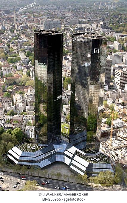The twin towers of the Deutsche Bank, Frankfurt, Hesse, Germany