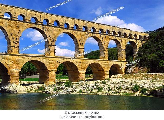 Pont du Gard is a part of Roman aqueduct in southern France near Nimes