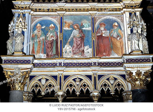 Italy. Lacio. Rome. San Giovanni in Laterano. Detail of the ciborium with scenes of the Christ life, (pope Urbano V epoch)