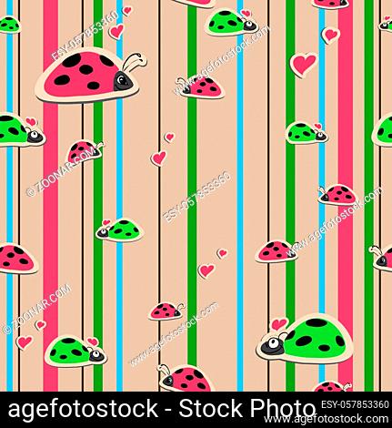 vector seamless wallpaper with ladybirds in love