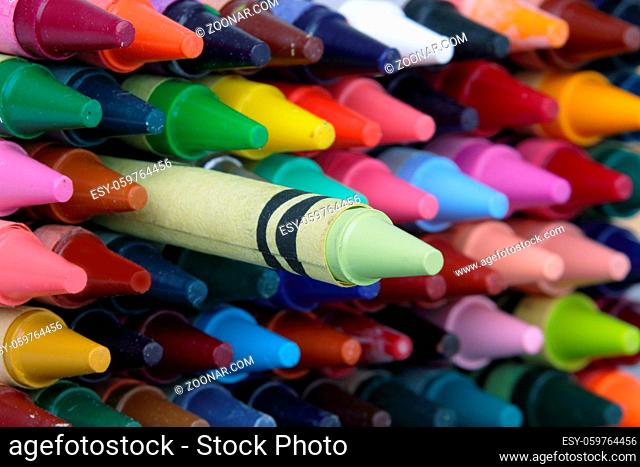 Some Colored wax crayons with shallow depth of field