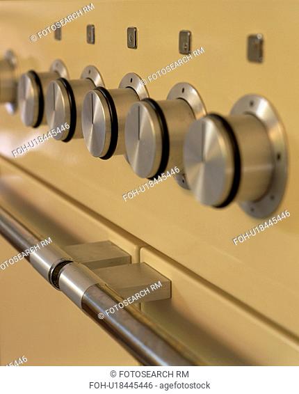 Close-up of dials on oven