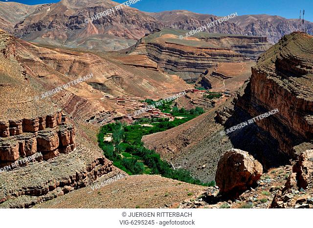 landscape in upper Dades valley with Gorge, Morocco, Africa - DadŠs Valley, , Morocco, 20/05/2016