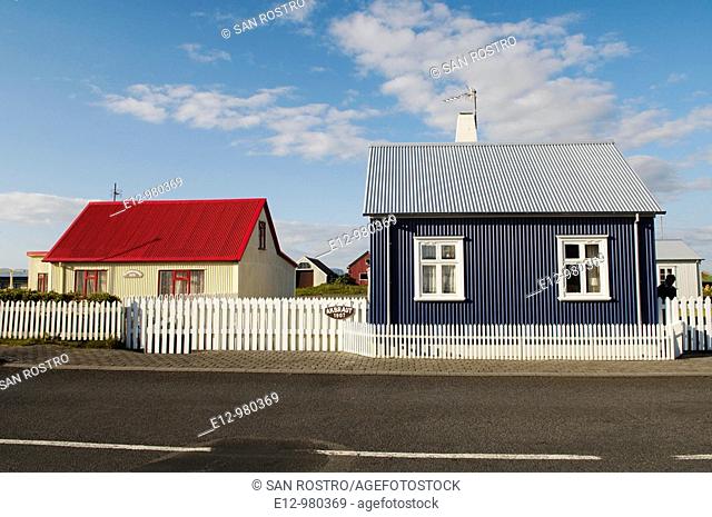 Iceland, Eyrarbakki village old houses