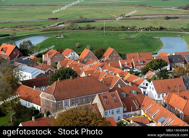 View from the cathedral to the old town of Ribbe. Ribbe is the oldest town in Denmark