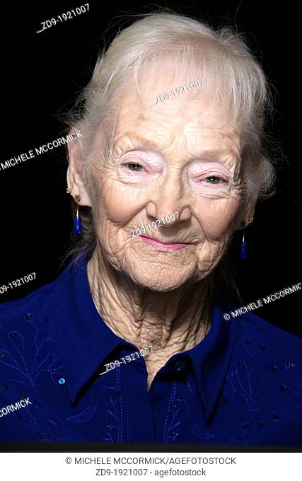 Portrait of an expressive, wrinkled older woman
