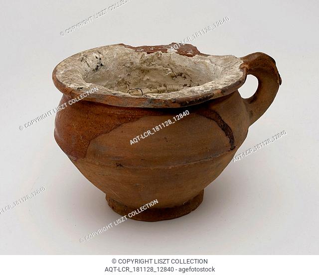 Pottery chamber pot, ease of use on stand, internal glazed, wide neck opening, pot holder sanitary soil find ceramic earthenware glaze lead glaze