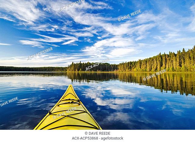 kayaking on Hanging Heart Lakes, Prince Albert National Park, Saskatchewan, Canada