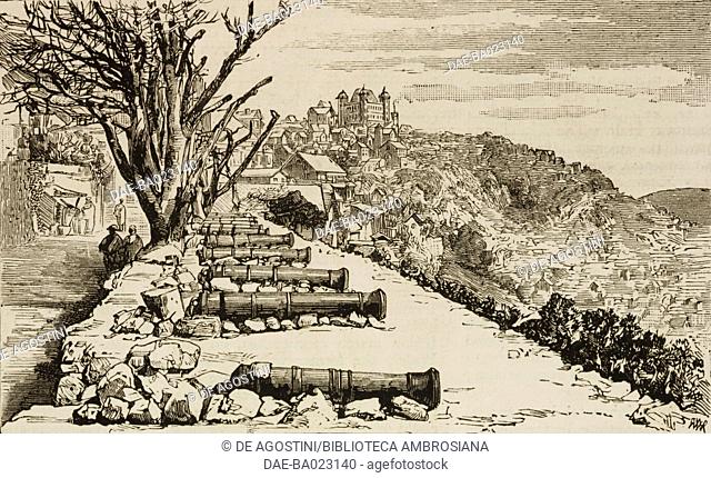 Gun battery, Ambodinandohalo, Antananarivo, Madagascar, illustration from the magazine The Graphic, volume XXVI, no 682, December 23, 1882