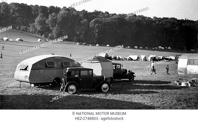 1930 Austin Seven with Winchester Streamline caravan. Creator: Unknown