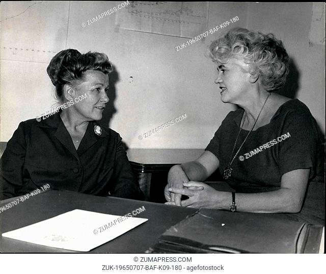 Jul. 07, 1965 - Madame Furtseva Russia's Minster of Culture Meets Jennie Lee: Madame Ekaterina Fursteva Russia's Minister of Culture