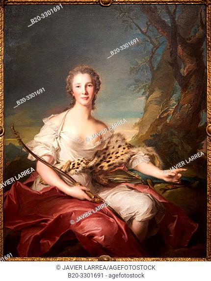 "Portrait of Madame Bouret as Diana", 1745, Jean-Marc Nattier, Thyssen Bornemisza Museum, Madrid, Spain, Europe
