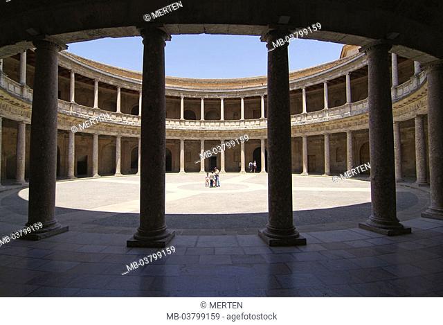 Spain, Andalusia, grain Ada, Alhambra,  Palacio de of Carlo V, bullring,  Europe, Southern Europe, Iberian peninsula, destination, sight, castle, fortress