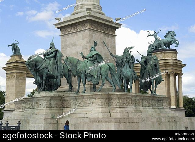 Millennium Monument, National Monument with Tribal Princes of Hungary, Heroes' Square, Budapest, Hungary, Millennium Monument, Europe
