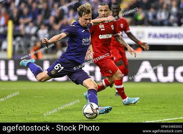 Anderlecht's Kristian Arnstad pictured in action during a soccer match between RSC Anderlecht and RAFC Antwerp, Thursday 12 May 2022 in Antwerp