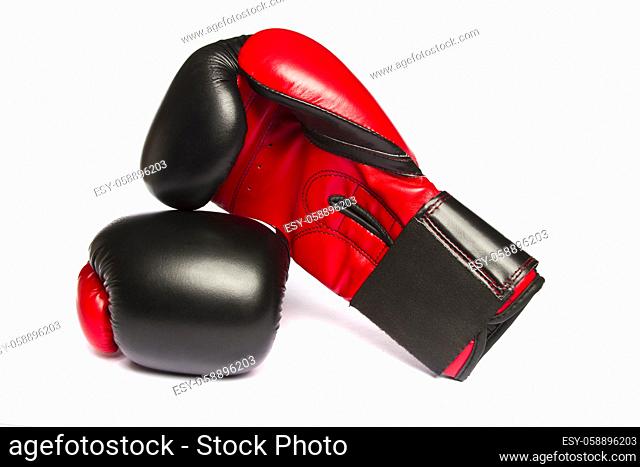 Close view of some boxing gloves isolated on a white background