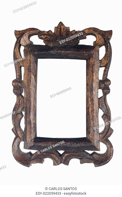 Old dark wooden picture frame
