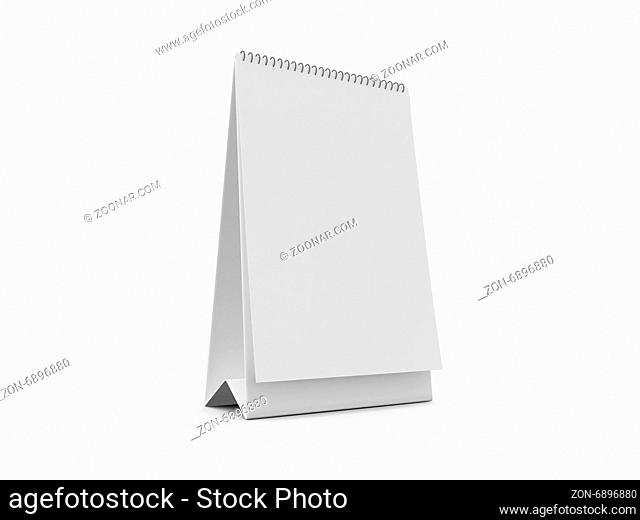 Blank thin and long desk calendar, isolated on white background