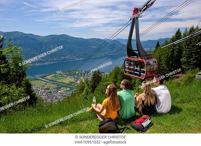 Switzerland, Europe, lake, canton, TI, Ticino, Southern Switzerland, mountain railway, Lago Maggiore, Cardada, aerial express road, Locarno, Ascona