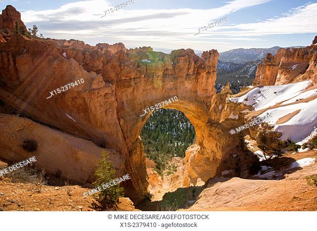 Bryce Canyon sandstone arch on a cold winter but sunny day