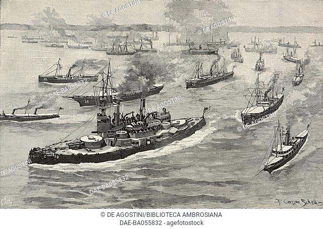 American ships leaving for the expedition of General William Rufus Shafter (1835-1906), commander of the Santiago Campaign, Cuba, Spanish-American War
