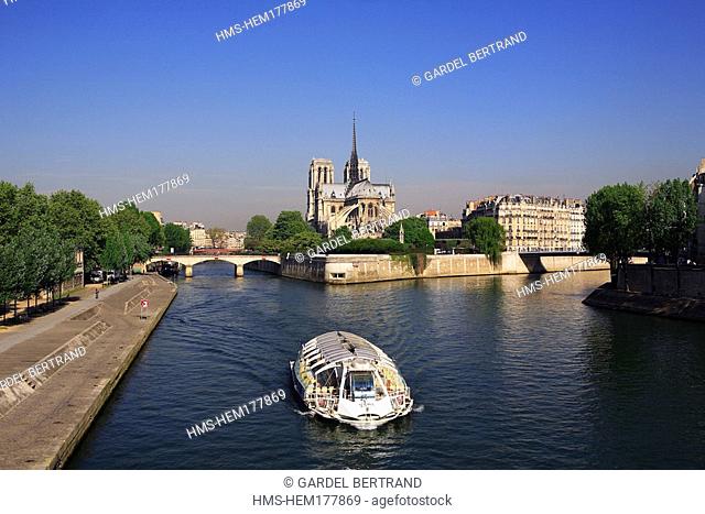 France, Paris, banks of the Seine river listed as World Heritage by UNESCO, Ile de la Cite, Notre Dame de Paris