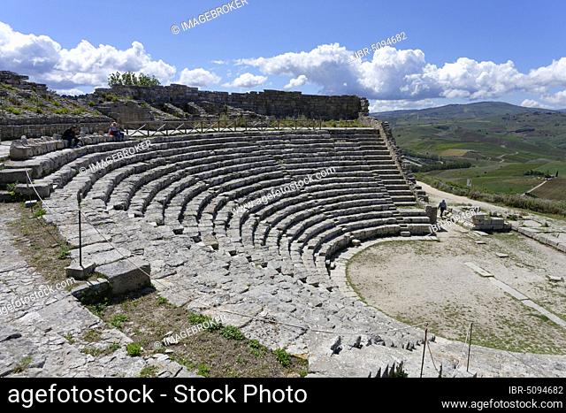 Amphitheatre of Segesta, Greek temple Segesta, Trapani Province, Sicily, Italy, Europe