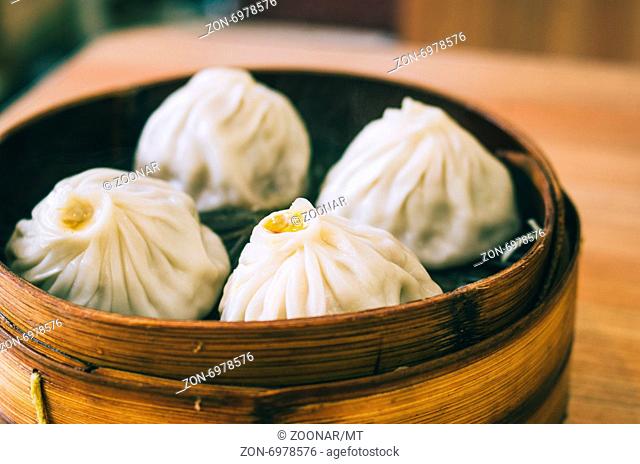 Shanghai soup dumplings with crab fat, one of the popular chinese food in China