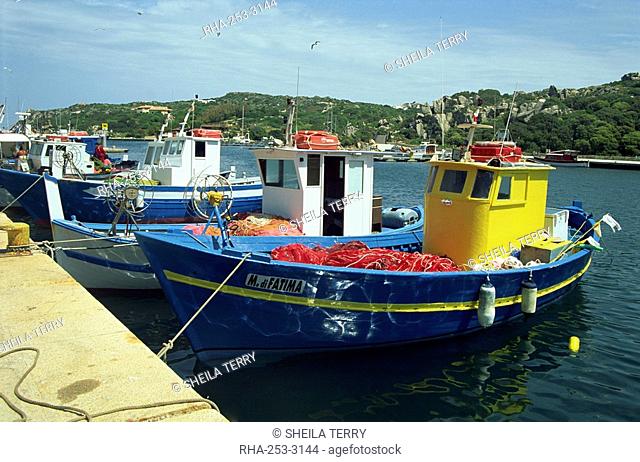 Fishing boats in port at Santa Teresa di Gallura on the island of Sardinia, Italy, Mediterranean, Europe