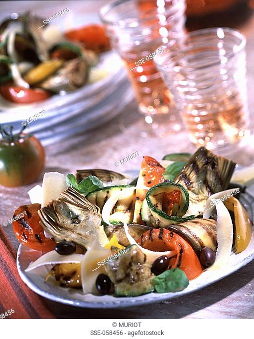 grilled vegetable salad with parmesan topic:grilling