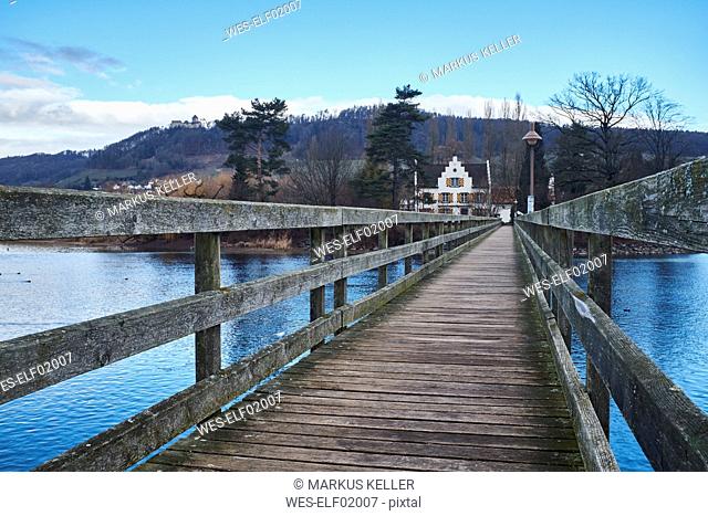 Switzerland, Wooden bridge to Island of Werd, Monastery Werd