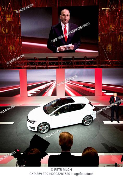World Premiere of new Seat Cupra during VW Group night on the eve of 84th Geneva International Motorshow, Switzerland on March 03, 2014