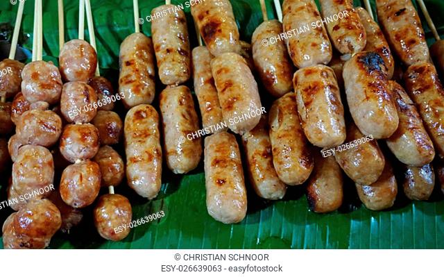 asian street food with fresh grilled meat